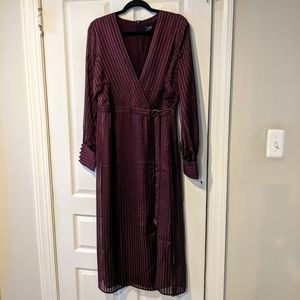 Bardot Mirela Shadow Stripe Faux Wrap Dress Sz 10